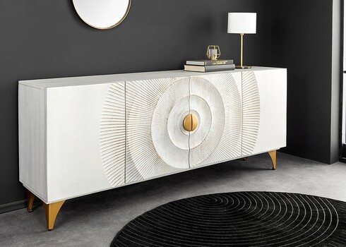 Kummut SUNSET valge / kuldne, 177x38xH75 cm