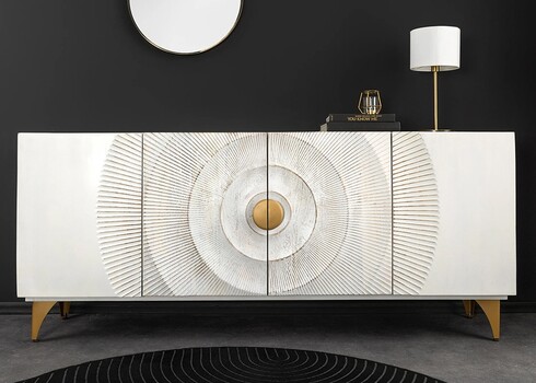 Kummut SUNSET valge / kuldne, 177x38xH75 cm