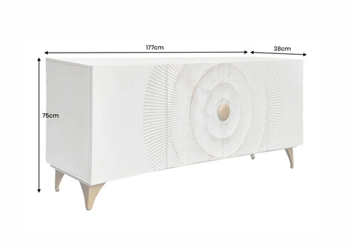 Kummut SUNSET valge / kuldne, 177x38xH75 cm