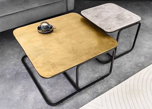 Diivanilaudade komplekt ABSTRACT kuldne / hõbe, 2 tk