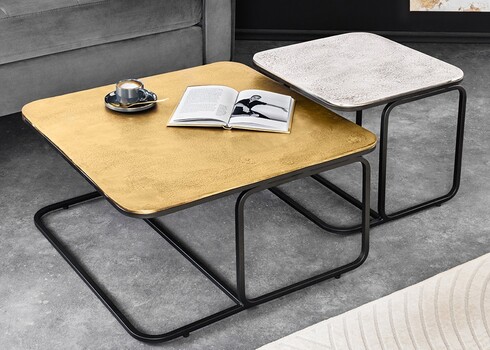 Diivanilaudade komplekt ABSTRACT kuldne / hõbe, 2 tk