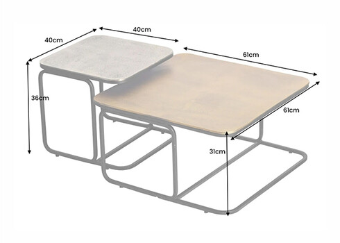 Diivanilaudade komplekt ABSTRACT kuldne / hõbe, 2 tk