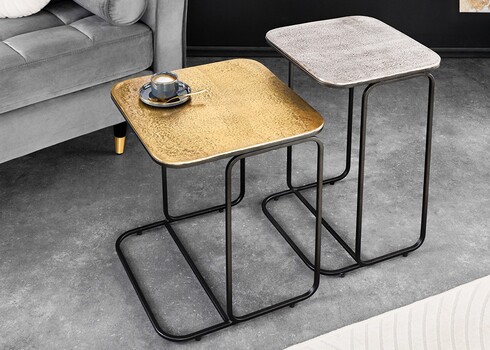 Diivanilaudade komplekt ABSTRACT kuldne / hõbe, 2 tk