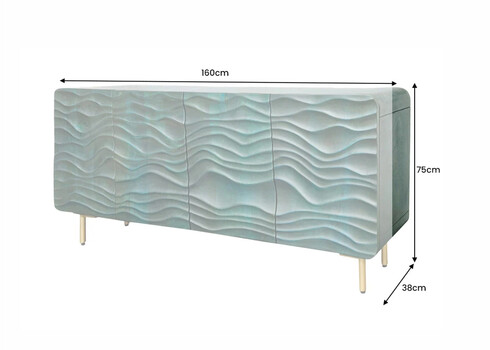Kummut WAVE türkiis, 160x38xH75 cm