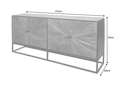 Kummut BARRACUDA pruun / must, 177x38xH75 cm