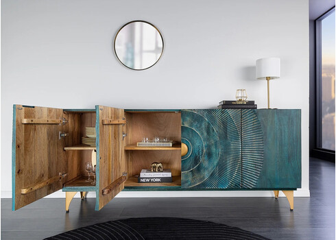 Kummut SUNSET türkiis / kuldne, 177x38xH75 cm