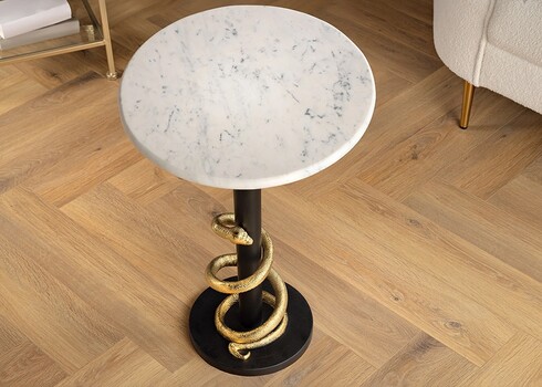 Abilaud SNAKE valge marmor / kuldne, D41xH54 cm