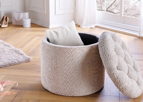 Tumba MODERN BAROQUE beež buklee, 50x50xH43 cm