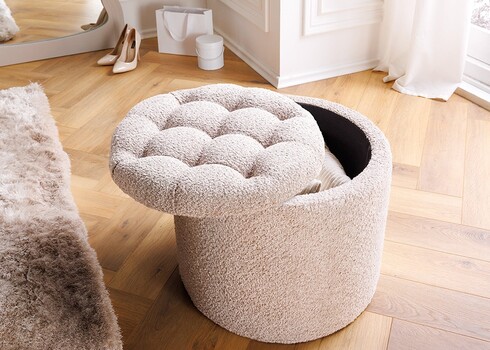 Tumba MODERN BAROQUE beež buklee, 50x50xH43 cm