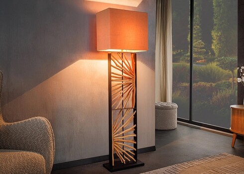 Põrandavalgusti EUPHORIA pruun / beež, 45x45xH165 cm