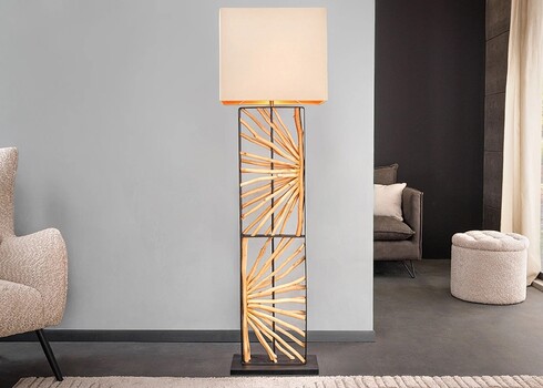 Põrandavalgusti EUPHORIA pruun / beež, 45x45xH165 cm