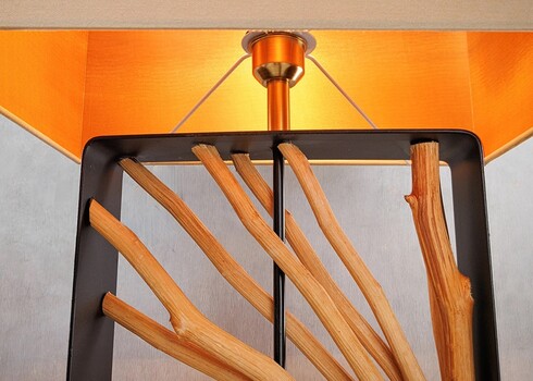 Põrandavalgusti EUPHORIA pruun / beež, 45x45xH165 cm