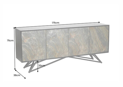 Kummut SOUL naturaalne pruun kivi / must, 175x38xH75 cm