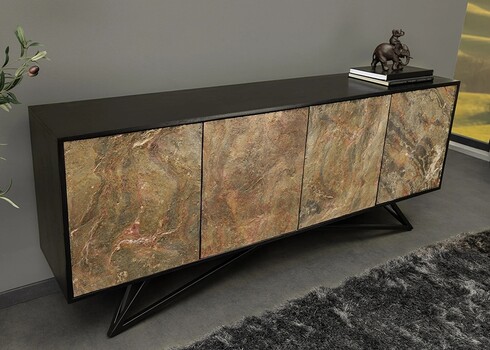 Kummut SOUL naturaalne pruun kivi / must, 175x38xH75 cm