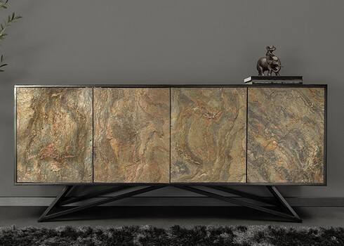 Kummut SOUL naturaalne pruun kivi / must, 175x38xH75 cm