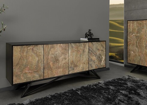 Kummut SOUL naturaalne pruun kivi / must, 175x38xH75 cm