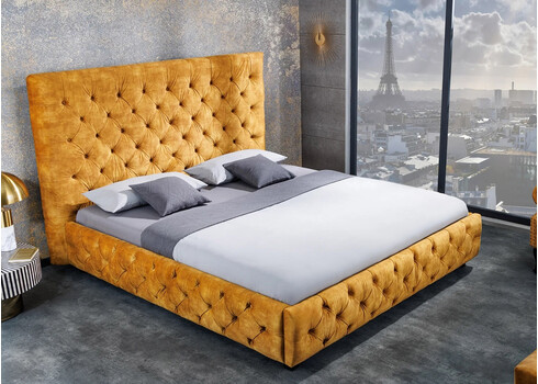 Voodi CHESTERFIELD kollane, 160x200 cm