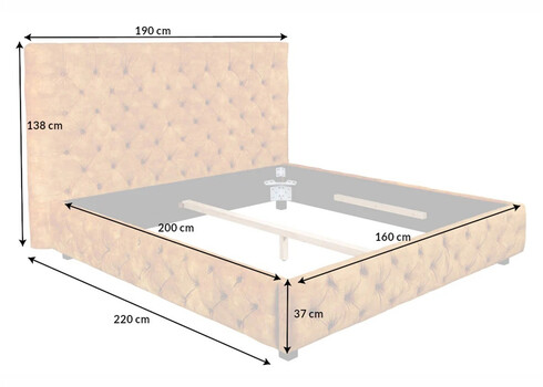 Voodi CHESTERFIELD kollane, 160x200 cm