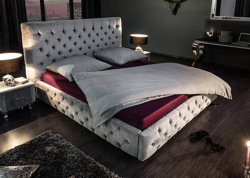 Voodi CHESTERFIELD hõbehall, 160x200 cm