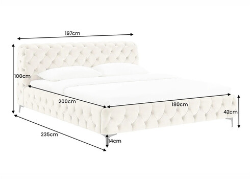 Voodi MODERN BAROQUE beež, 180x200 cm