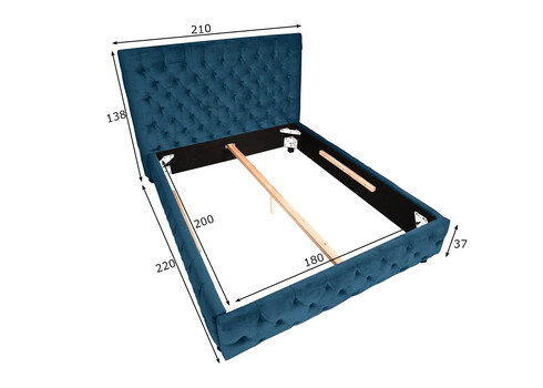 Voodi CHESTERFIELD sinine, 180x200 cm