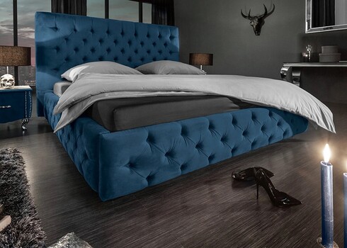Voodi CHESTERFIELD sinine, 180x200 cm