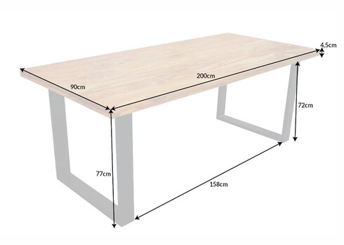 Söögilaud CRAFT sheesham / must, 200x90xH77 cm