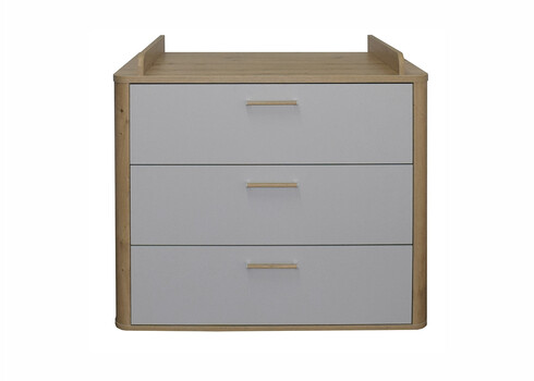 Kummut mähkimisalusega LILLY tamm / kriidihall, 110x45x71xH93-98 cm