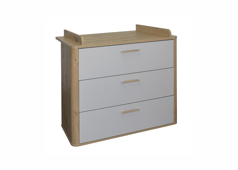 Kummut mähkimisalusega LILLY tamm / kriidihall, 110x45x71xH93-98 cm