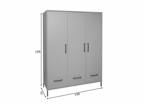 Riidekapp OLAF kriidihall, 148x51xH195 cm