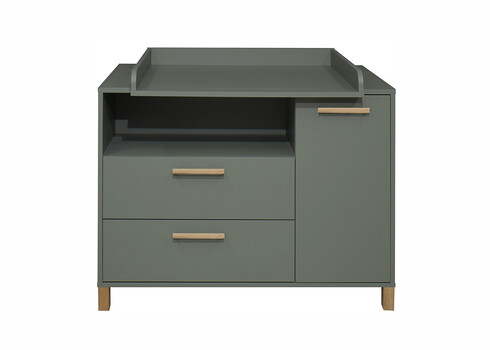 Kummut mähkimisalusega OLE roheline / tamm, 119x45-77xH91-99 cm