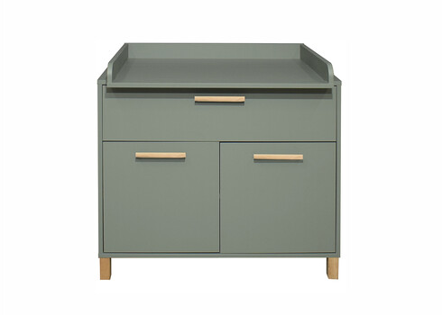 Kummut mähkimisalusega OLI roheline / tamm, 101x45-77xH91-99 cm