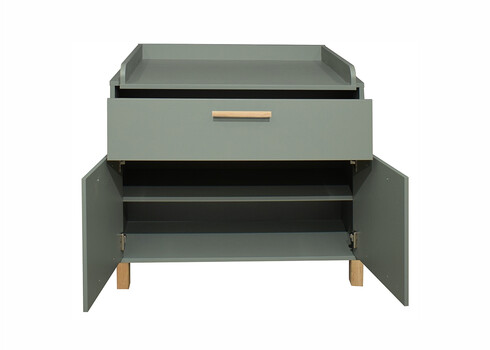 Kummut mähkimisalusega OLI roheline / tamm, 101x45-77xH91-99 cm