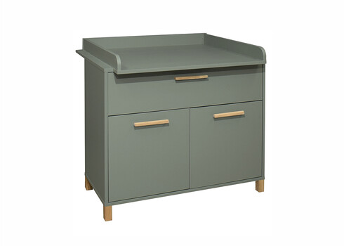 Kummut mähkimisalusega OLI roheline / tamm, 101x45-77xH91-99 cm