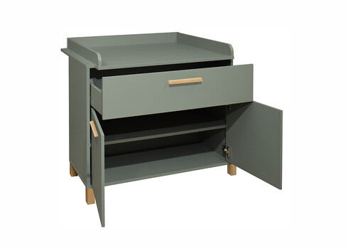 Kummut mähkimisalusega OLI roheline / tamm, 101x45-77xH91-99 cm