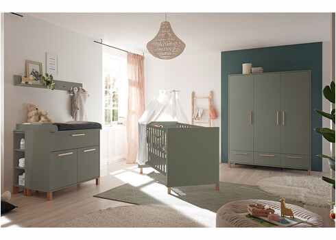 Riidekapp OLI roheline / tamm, 148x51xH195 cm