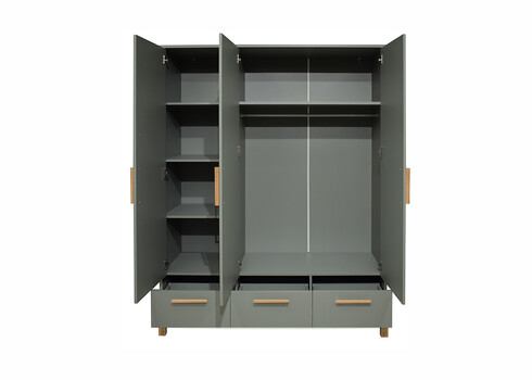 Riidekapp OLI roheline / tamm, 148x51xH195 cm