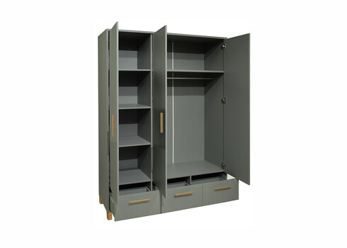 Riidekapp OLI roheline / tamm, 148x51xH195 cm