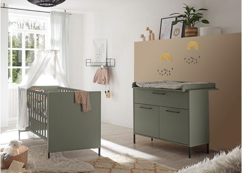 Kummut mähkimisalusega OLE roheline, 101x45-77xH91-99 cm