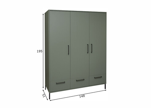 Riidekapp OLE roheline, 148x51xH195 cm