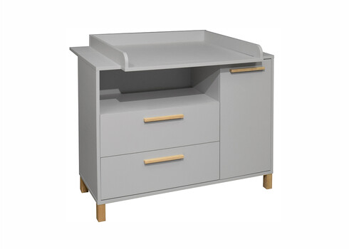 Kummut mähkimisalusega OLIVIA kriidihall / tamm, 119x45-77xH91-99 cm