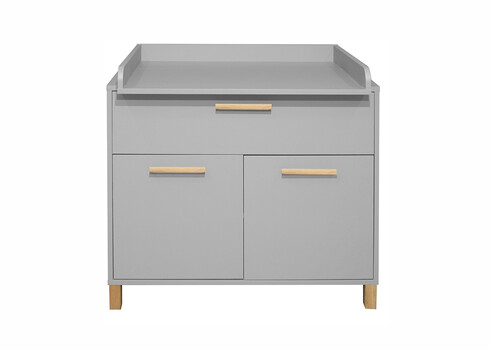 Kummut mähkimisalusega OLIVIA kriidihall / tamm, 101x45-77xH91-99 cm