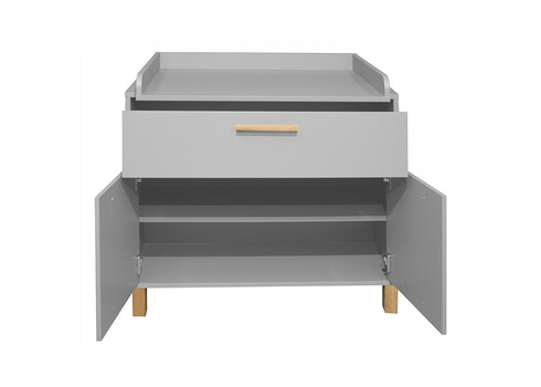 Kummut mähkimisalusega OLIVIA kriidihall / tamm, 101x45-77xH91-99 cm