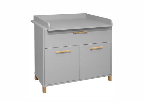 Kummut mähkimisalusega OLIVIA kriidihall / tamm, 101x45-77xH91-99 cm