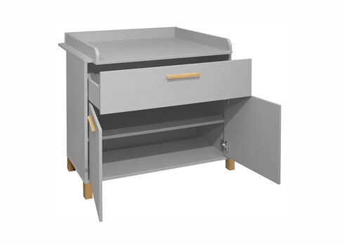 Kummut mähkimisalusega OLIVIA kriidihall / tamm, 101x45-77xH91-99 cm