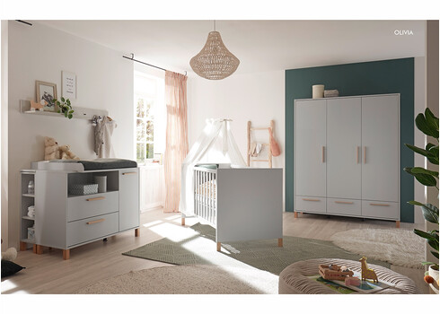 Riidekapp OLIVIA kriidihall / tamm, 148x51xH195 cm