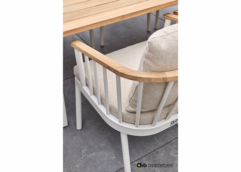 Aiamööbli komplekt Apple Bee CONDOR valge / beež, 6 tooli + laud