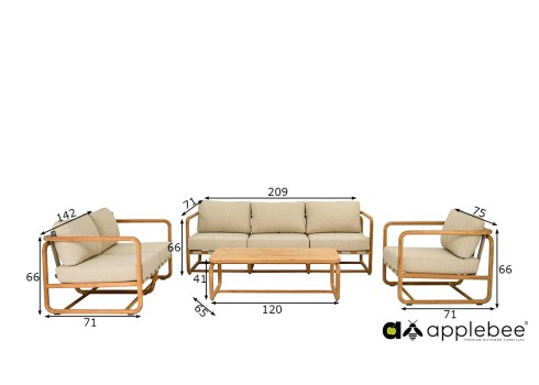 Aiamööbli komplekt Apple Bee DOLCE pruun / beež