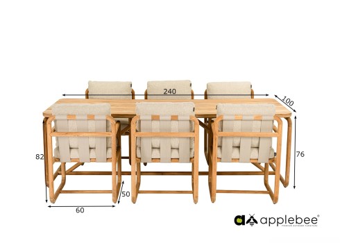 Aiamööbli komplekt Apple Bee DOLCE pruun / beež, söögilaud + 6 tooli