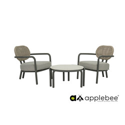 Aiamööbli komplekt Apple Bee LUGANO hall, 2 tugitooli + laud